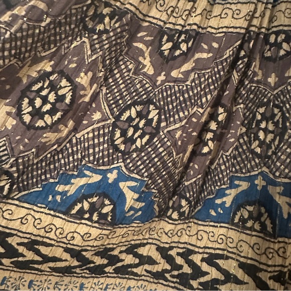 Zero Zero Crinkle Skirt Womens Large Bohemian Theme Midi Length Metallic Details - Picture 4 of 8